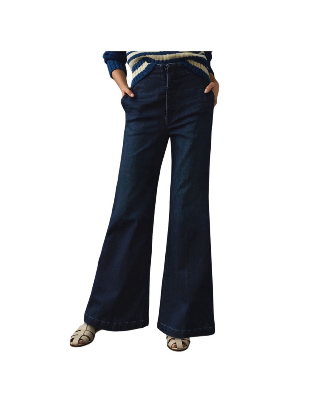 MOTHER Dark Blue Wide-Leg Jeans